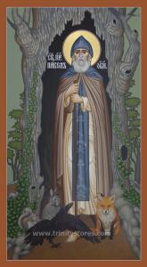 Jan 10 - St. Paul of Obnora - icon by Br. Robert Lentz, OFM. Happy Feast Day St. Paul